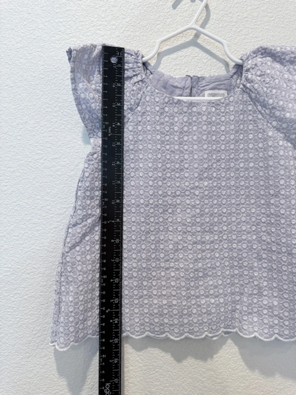 Gymboree Lavender Eyelet Blouse Toddler Garden Scalloped Hem Embroidered Top